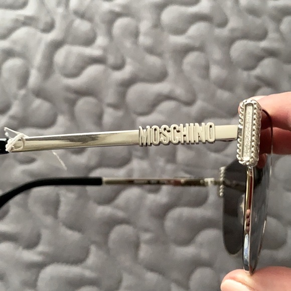 MOSCHINO 61mm Cat Eye Sunglasses in Silver/Black combo